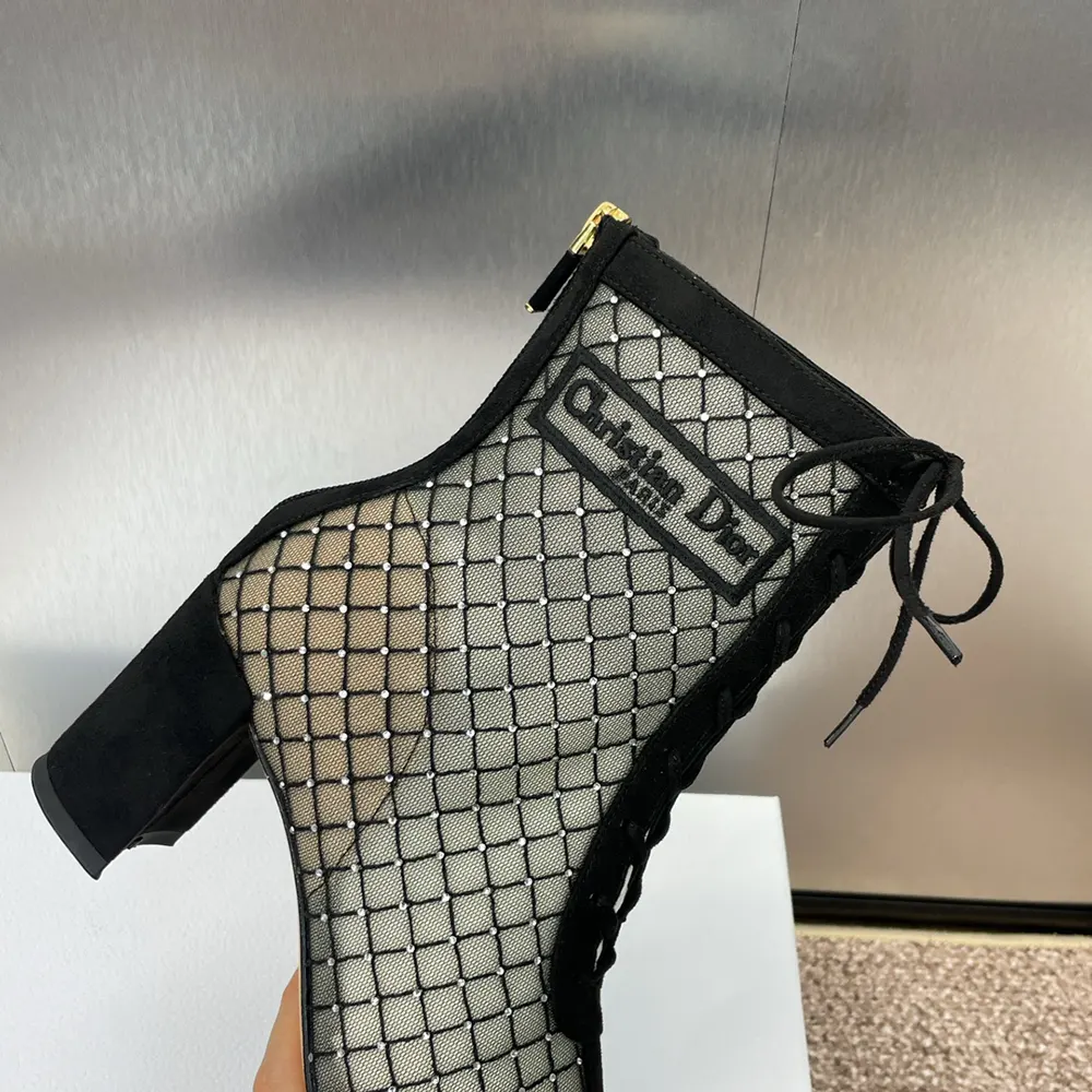 Dior Women Naughtily-D Heeled Ankle Boot Transparent Mesh Embroidered - image 9