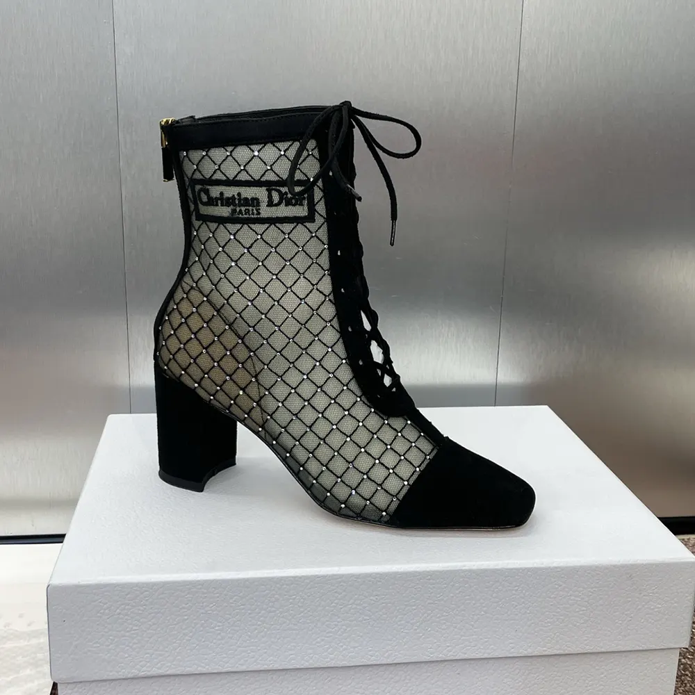 Dior Women Naughtily-D Heeled Ankle Boot Transparent Mesh Embroidered - image 6