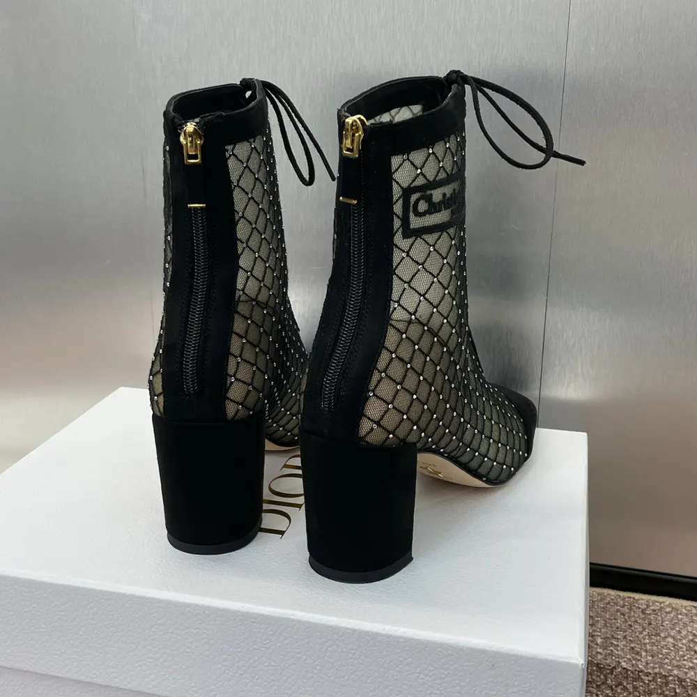 Dior Women Naughtily-D Heeled Ankle Boot Transparent Mesh Embroidered - image 8