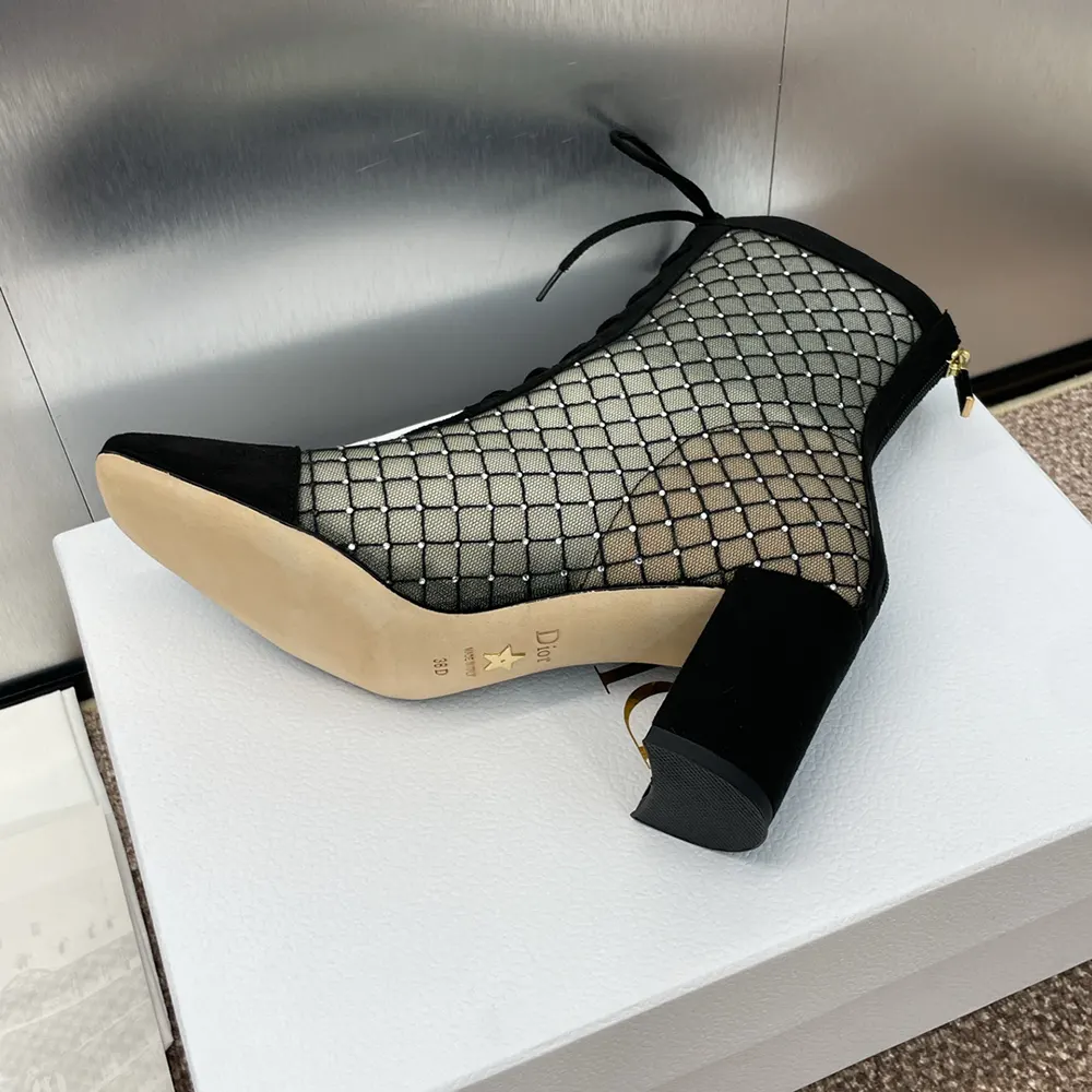 Dior Women Naughtily-D Heeled Ankle Boot Transparent Mesh Embroidered - image 10