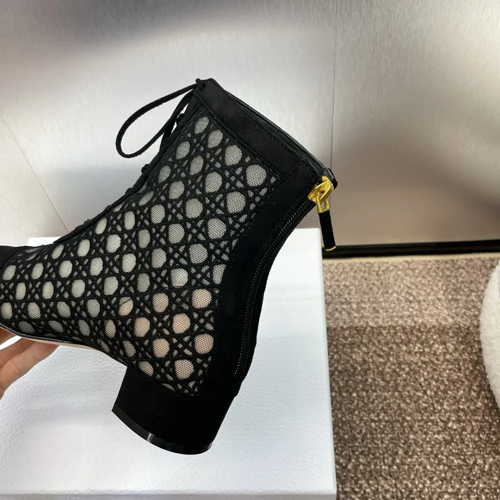 Dior Women Naughtily-D Heeled Ankle Boot Transparent Mesh Embroidered with Black Cannage Motif - image 9