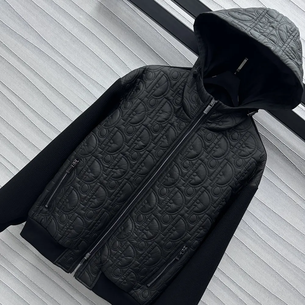 Dior Men Oblique Hooded Blouson Jacket Black Cotton-Blend Knit - image 4