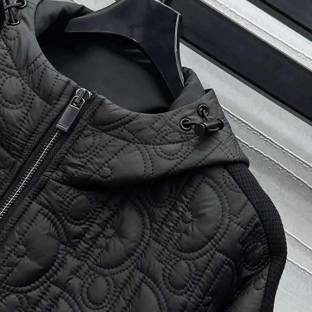 Dior Men Oblique Hooded Blouson Jacket Black Cotton-Blend Knit - image 9