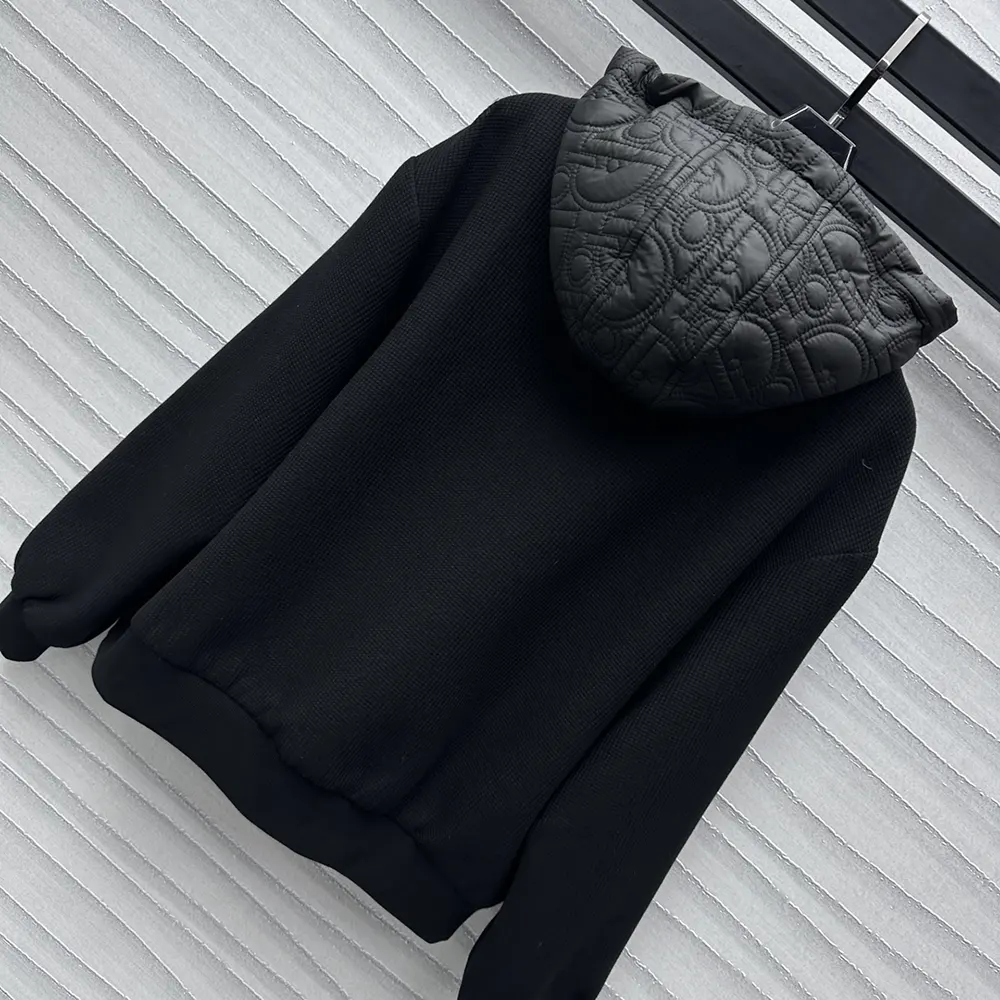 Dior Men Oblique Hooded Blouson Jacket Black Cotton-Blend Knit - image 5