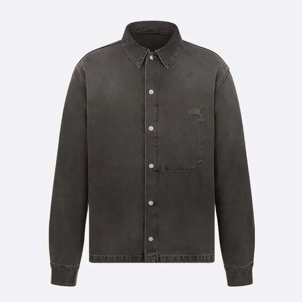 Front view of Dior Women Overshirt Black Cotton Twill showing button closure