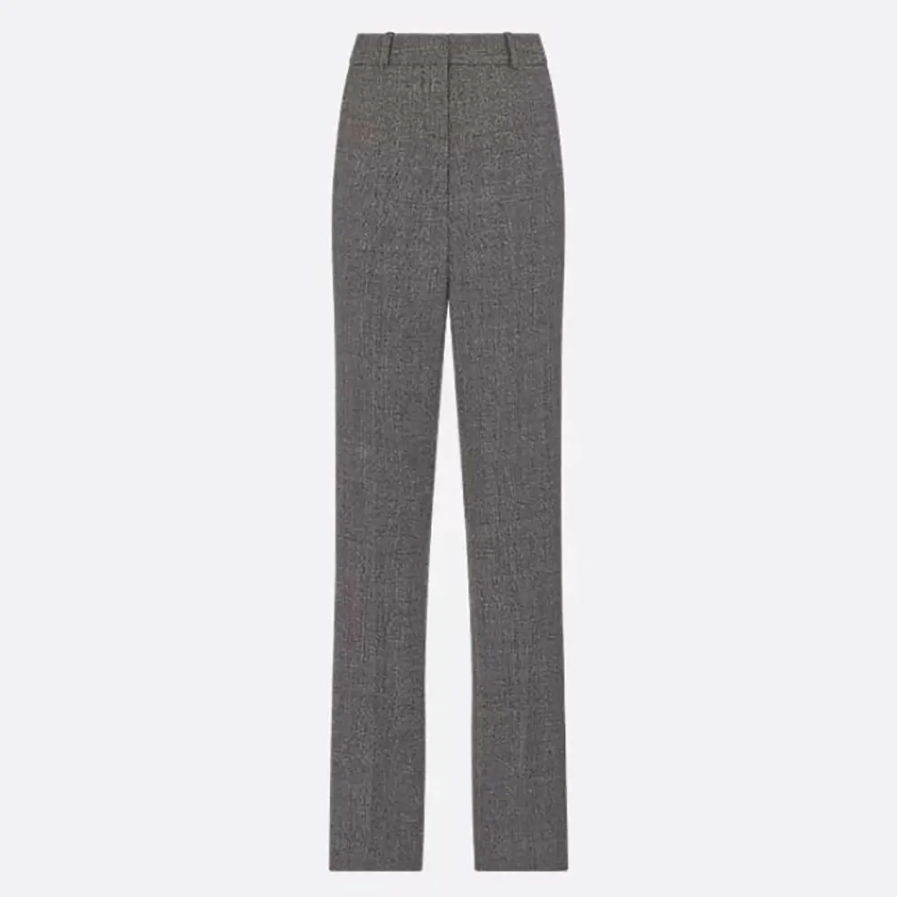 Front view of Dior Women Pants Gray Virgin Wool Tweed showing tailored cut
