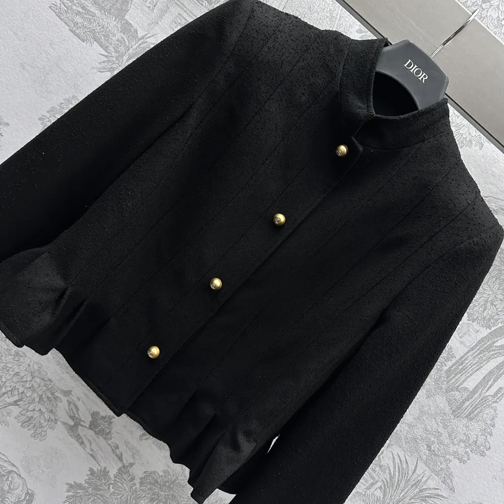 Dior Women Peplum Jacket Black Virgin Wool and Cotton Bouclé Blend - image 4