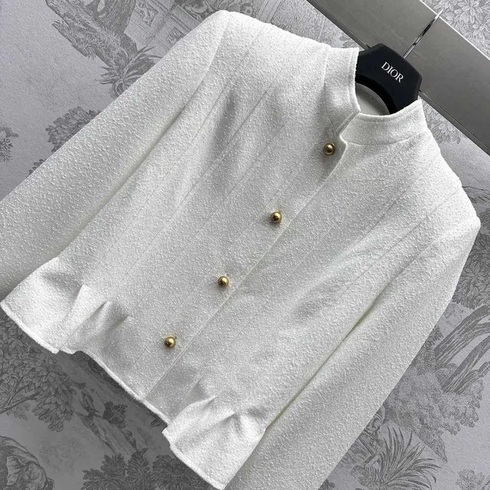Dior Women Peplum Jacket Ecru Virgin Wool and Cotton Bouclé Blend - image 4