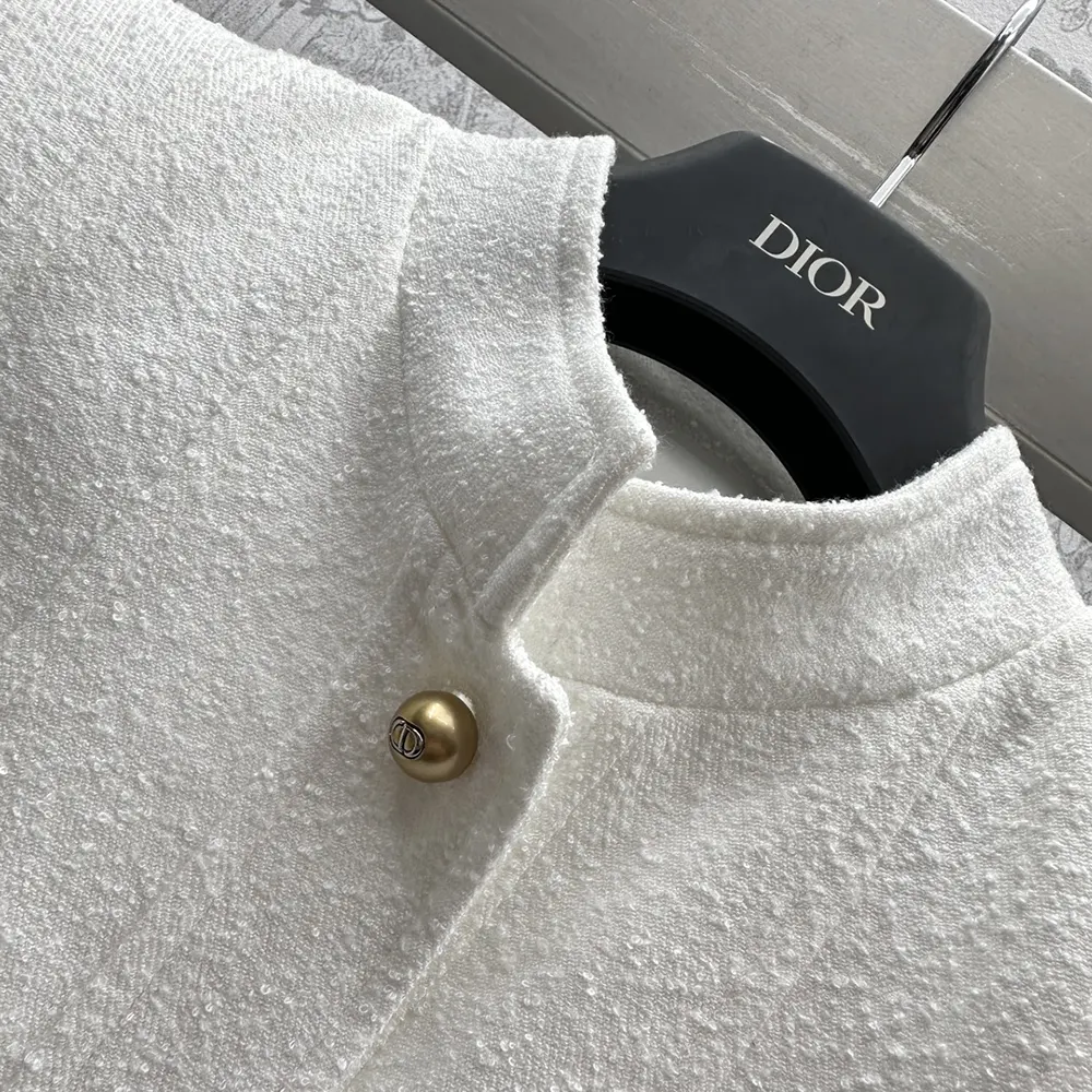 Dior Women Peplum Jacket Ecru Virgin Wool and Cotton Bouclé Blend - image 7