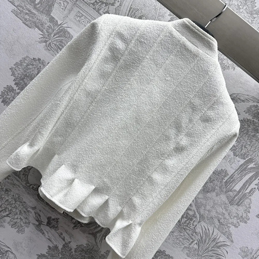 Dior Women Peplum Jacket Ecru Virgin Wool and Cotton Bouclé Blend - image 5