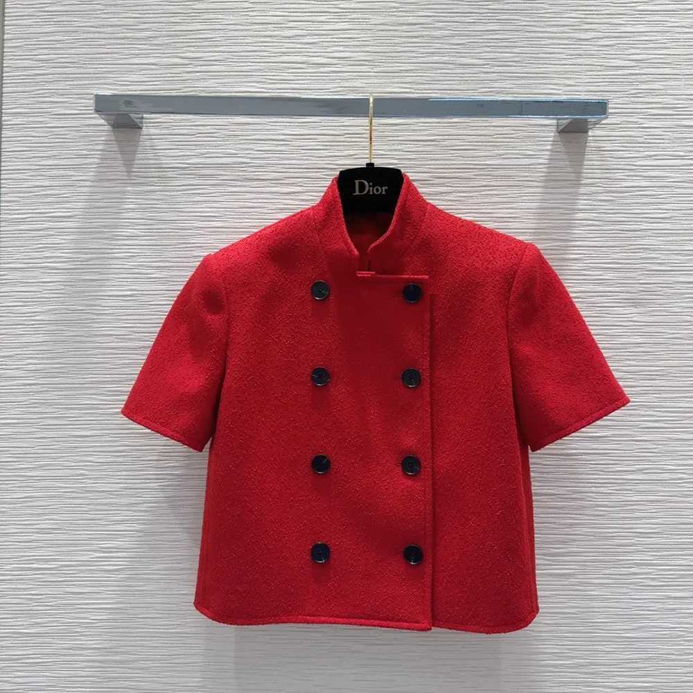 Side profile showing tailored short sleeves of Dior Women Short-Sleeved Jacket