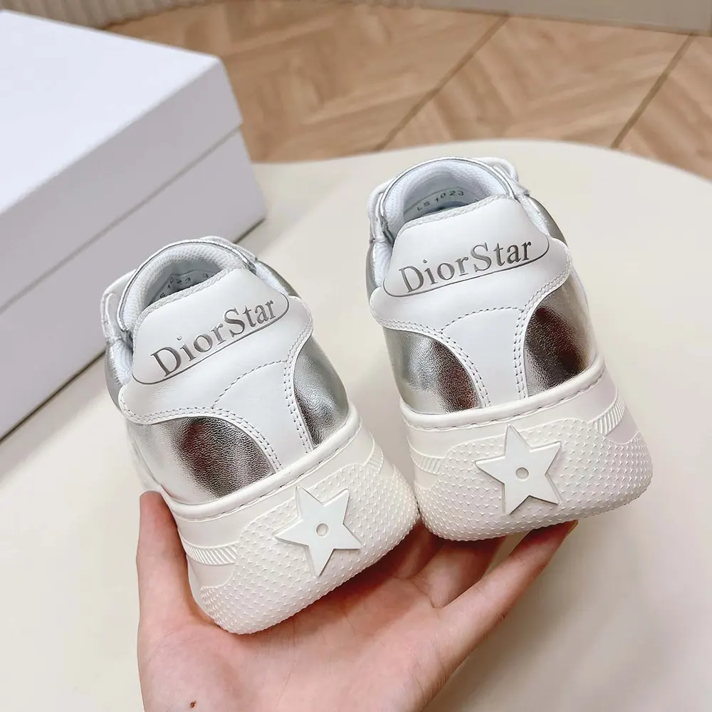 Dior Women Star Platform Sneaker Silver-Tone Crinkled-Effect Lambskin and White Calfskin - image 7