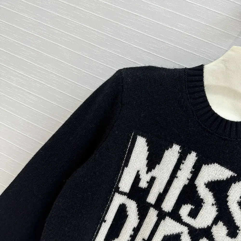 Dior Women Sweater Black Cashmere and Silk Knit with White Miss Dior Graffiti Motif - image 6