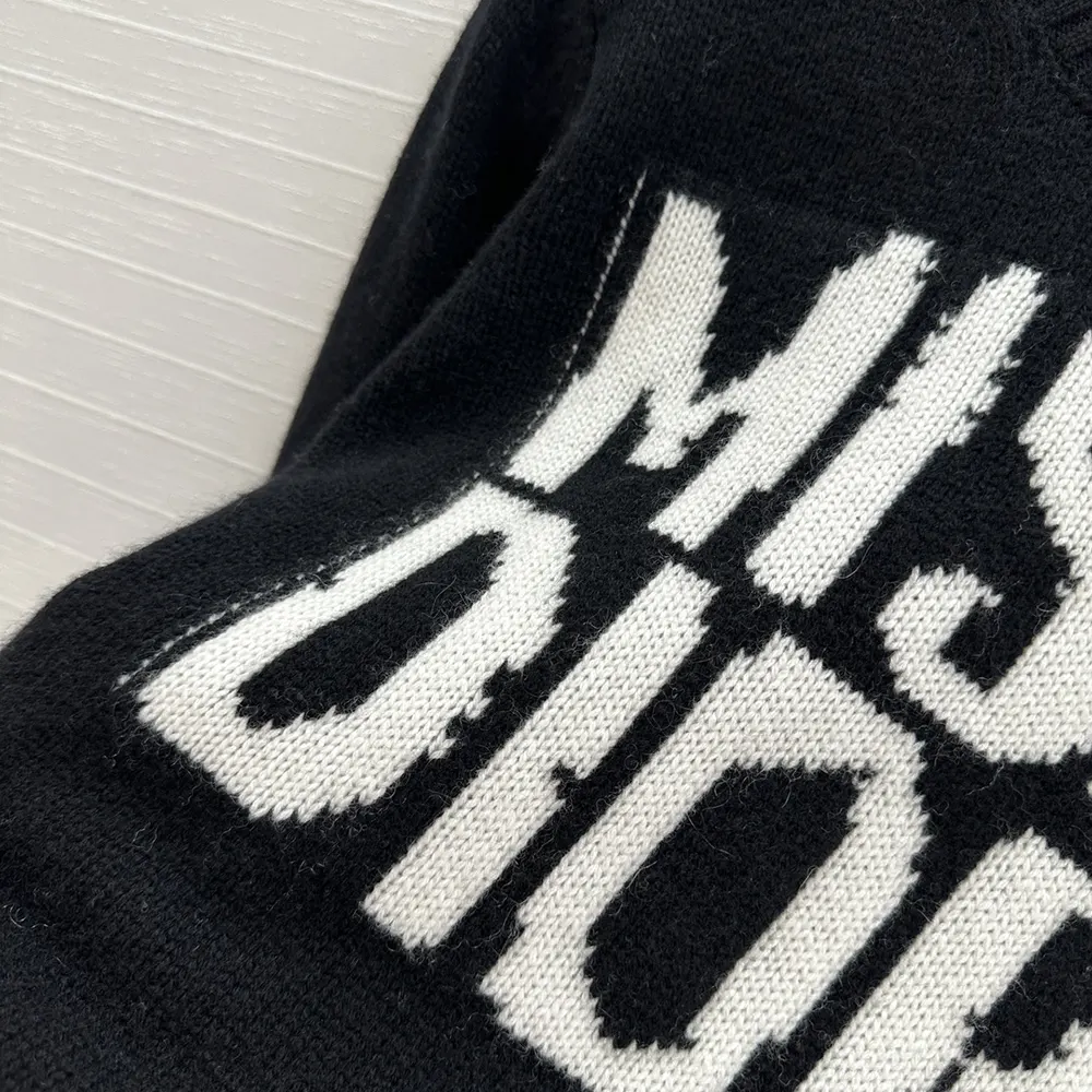 Dior Women Sweater Black Cashmere and Silk Knit with White Miss Dior Graffiti Motif - image 8