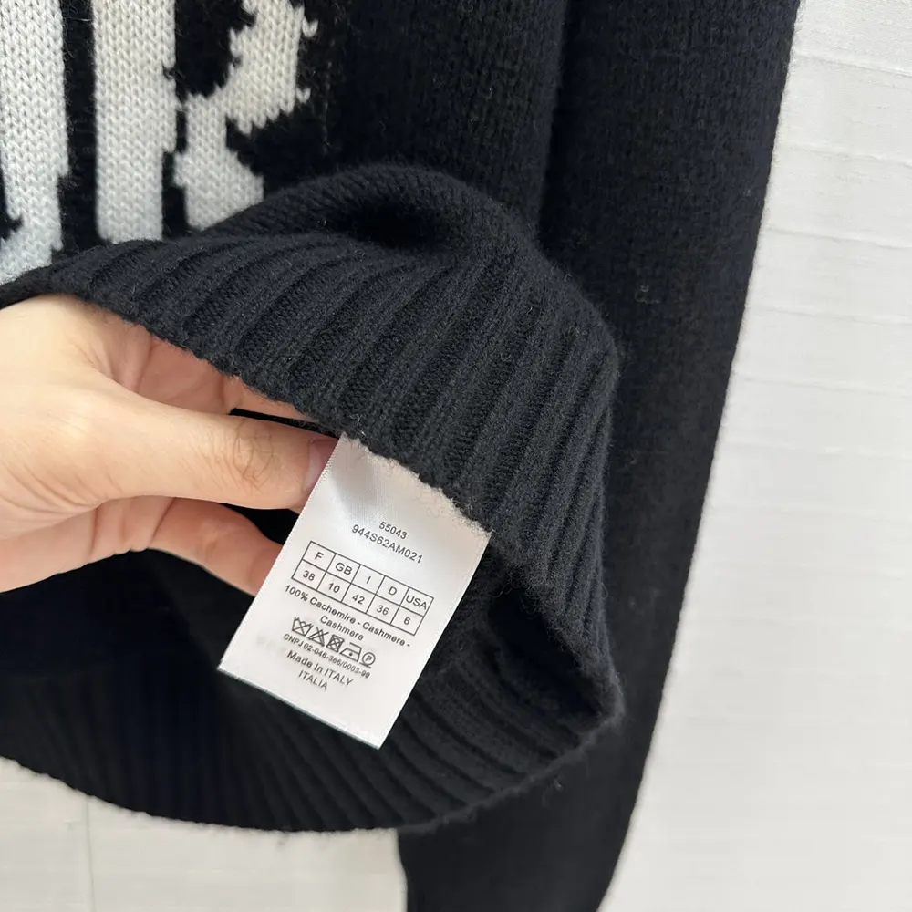 Dior Women Sweater Black Cashmere and Silk Knit with White Miss Dior Graffiti Motif - image 10