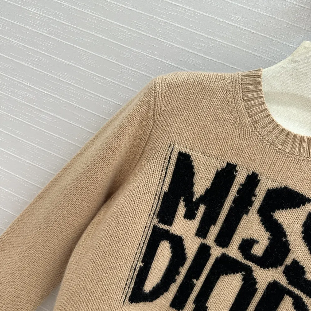 Dior Women Sweater Pale Pink Cashmere and Silk Knit with Black Miss Dior Graffiti Motif - image 5