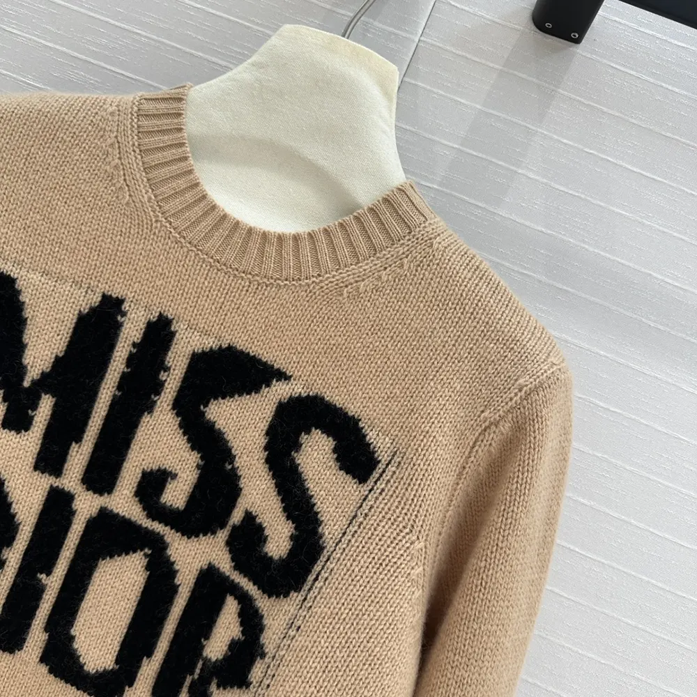 Dior Women Sweater Pale Pink Cashmere and Silk Knit with Black Miss Dior Graffiti Motif - image 6