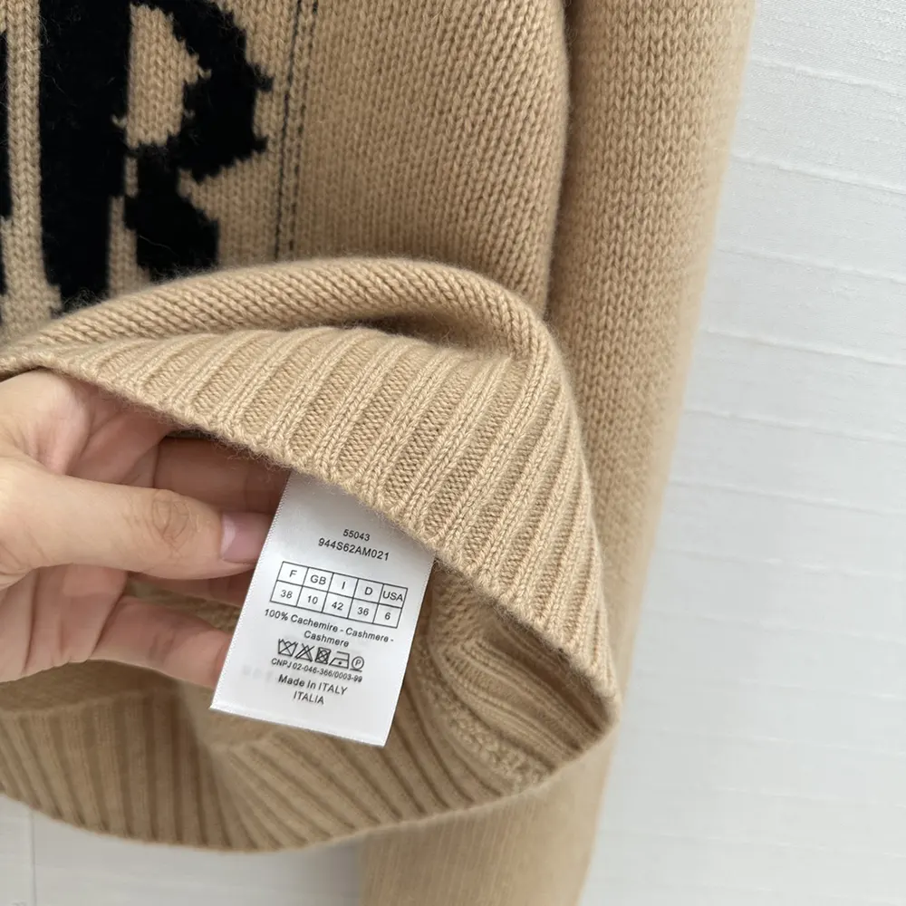 Dior Women Sweater Pale Pink Cashmere and Silk Knit with Black Miss Dior Graffiti Motif - image 10
