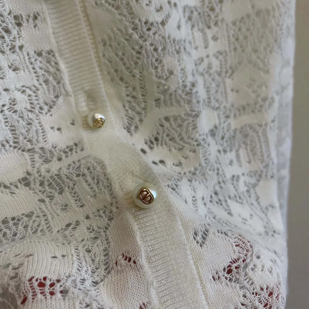 Dior Women Twinset Ecru Mohair and Alpaca Blend Lace - image 10