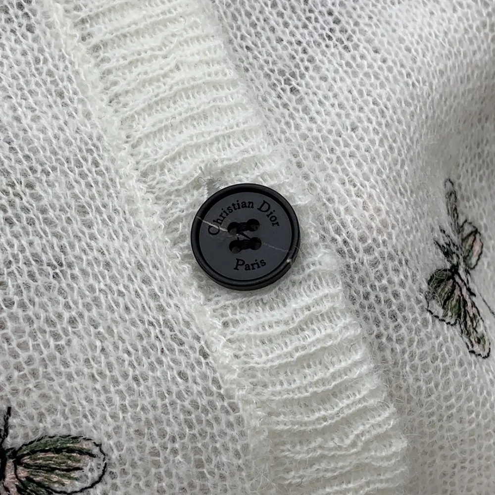 Dior Women Twinset White Mohair and Alpaca Blend Knit with Multicolor Dragonfly Motif - image 9