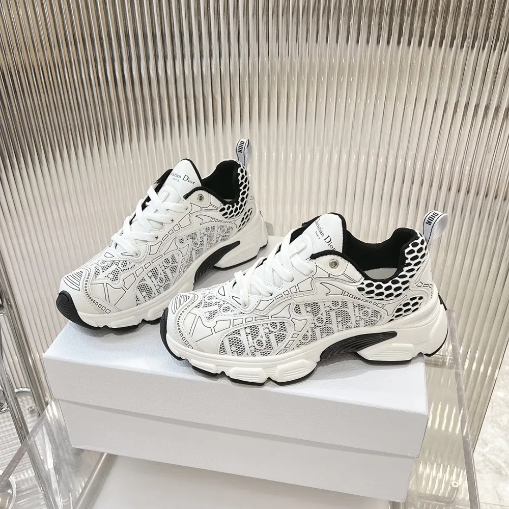 Dior Women Vibe Sneaker White Mesh Printed with Dior Oblique Motif - image 4