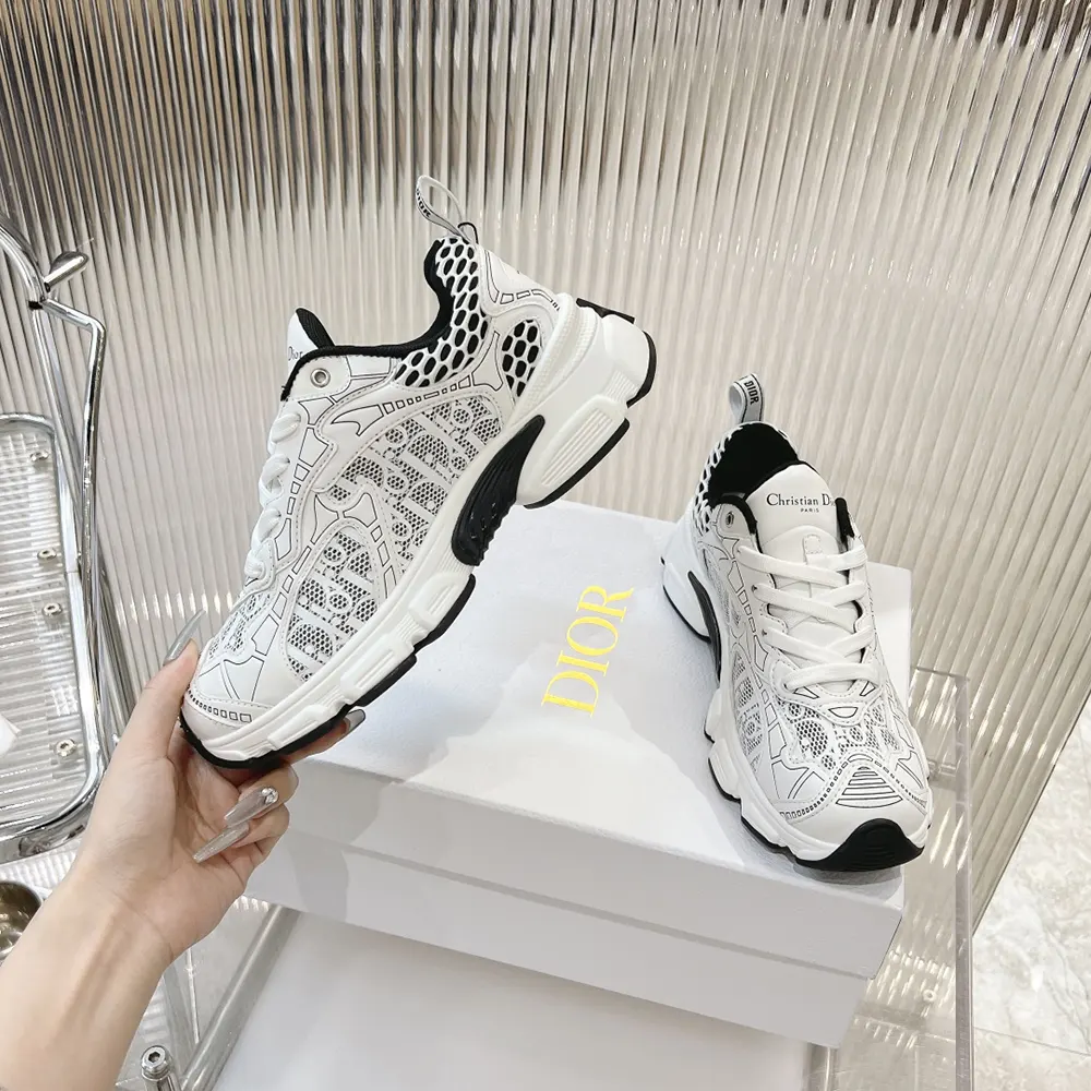 Dior Women Vibe Sneaker White Mesh Printed with Dior Oblique Motif - image 6