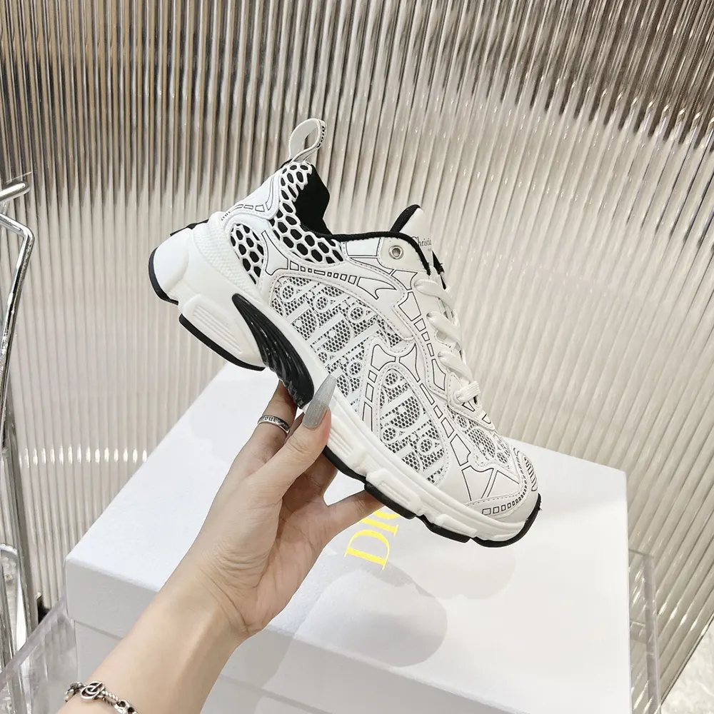 Dior Women Vibe Sneaker White Mesh Printed with Dior Oblique Motif - image 7