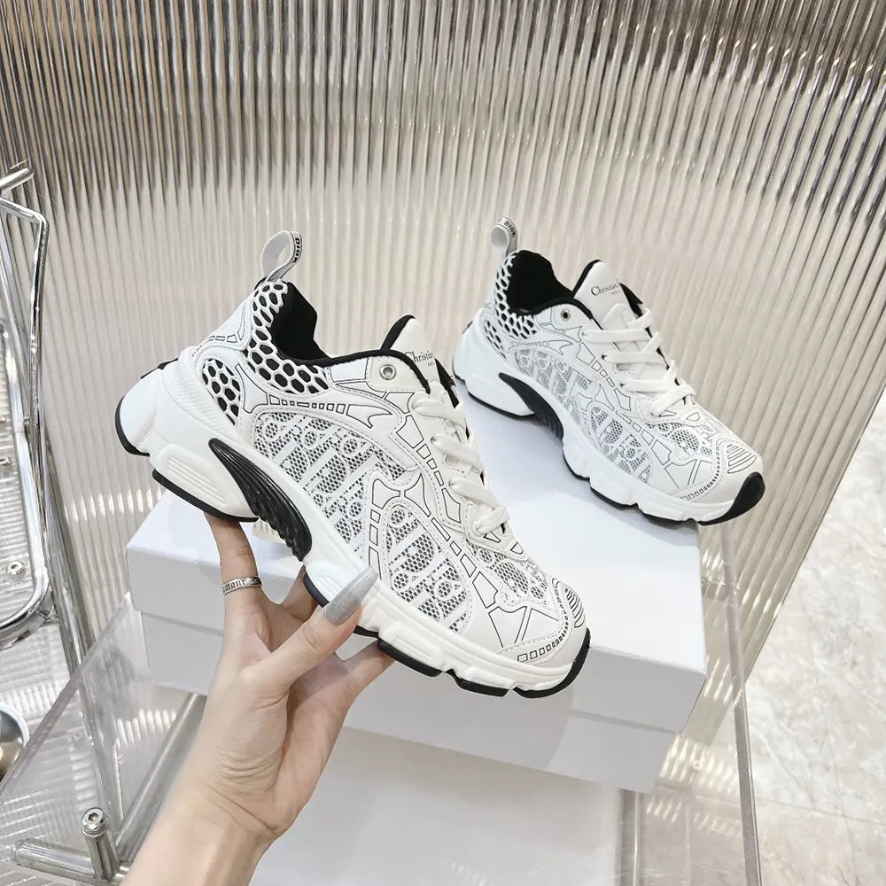 Dior Women Vibe Sneaker White Mesh Printed with Dior Oblique Motif - image 5