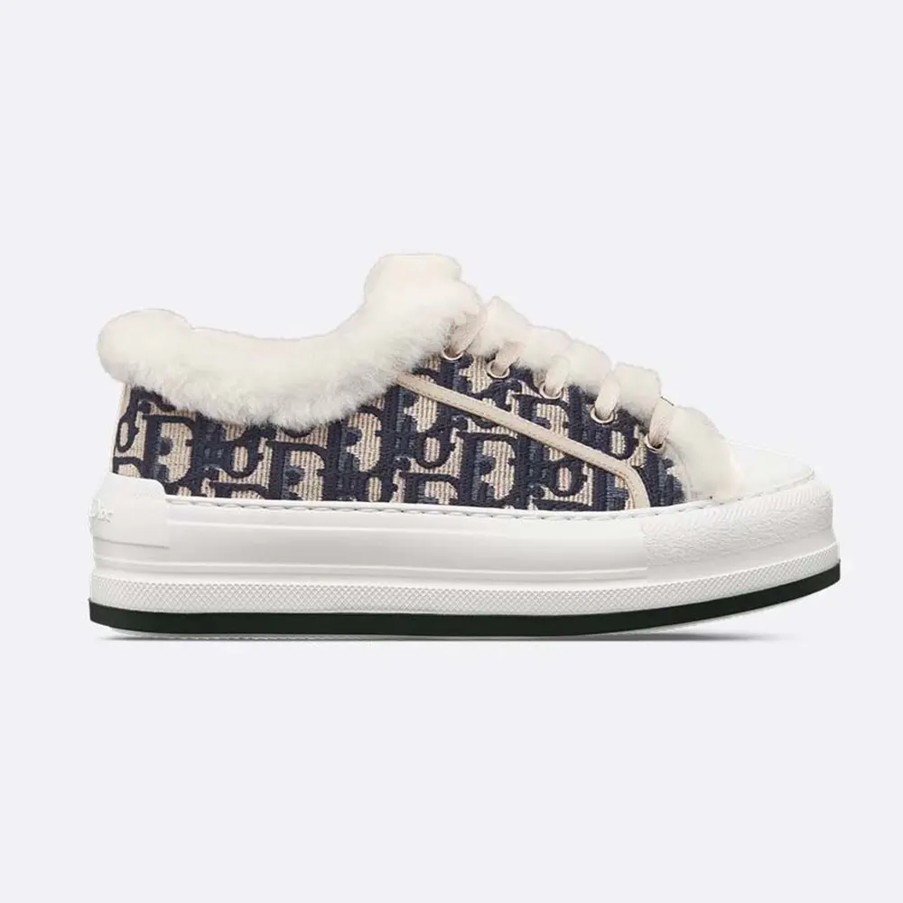 Side angle of Dior Women Walk’n’Dior Platform Sneaker in deep blue