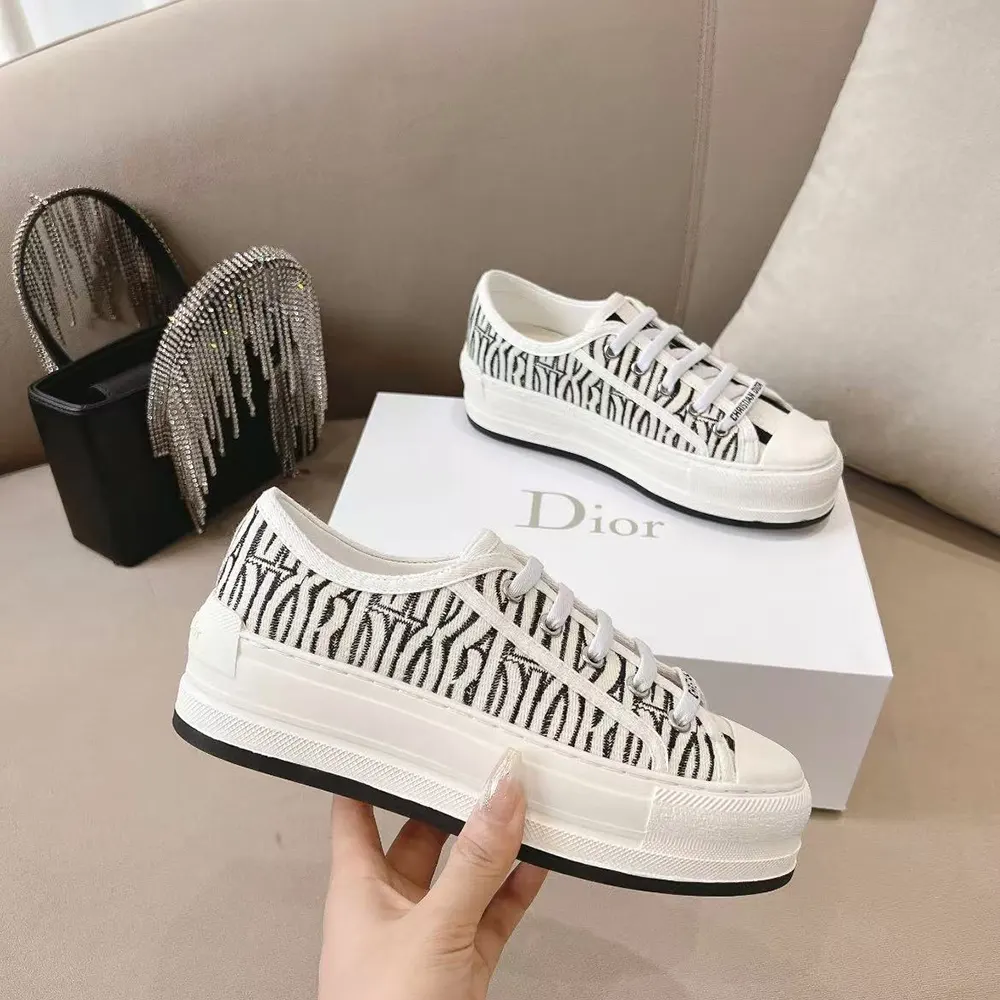 Close-up of embroidered detailing on Dior Women Walk’n’Dior Platform Sneaker