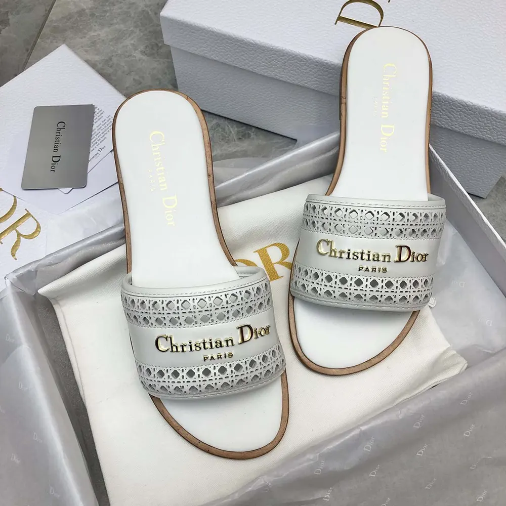 Dior Women White Calfskin with Openwork Microcannage Motif - image 4