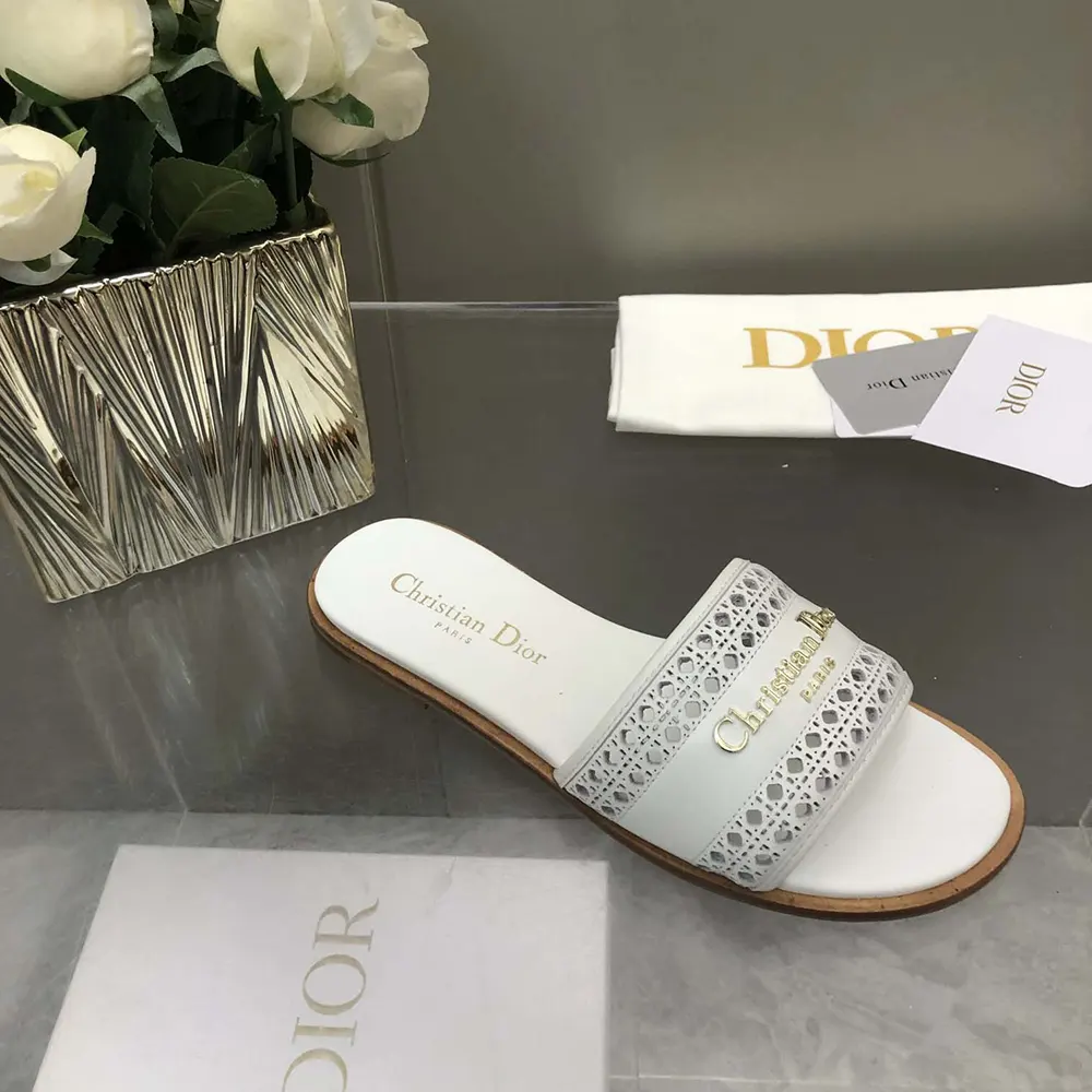 Dior Women White Calfskin with Openwork Microcannage Motif - image 9