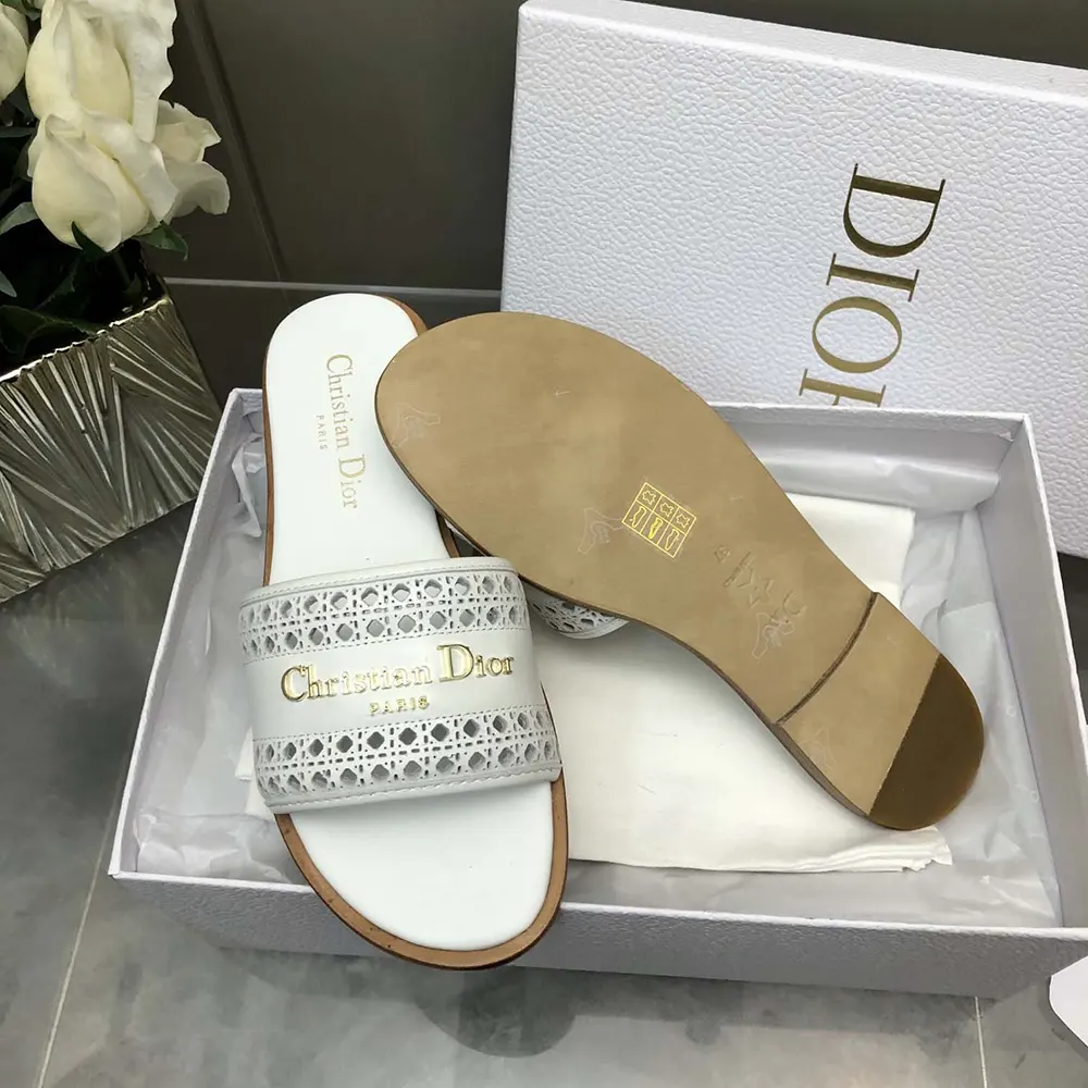 Dior Women White Calfskin with Openwork Microcannage Motif - image 10