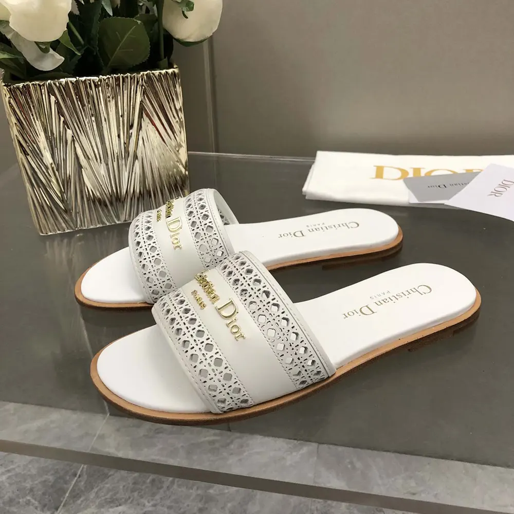 Dior Women White Calfskin with Openwork Microcannage Motif - image 5