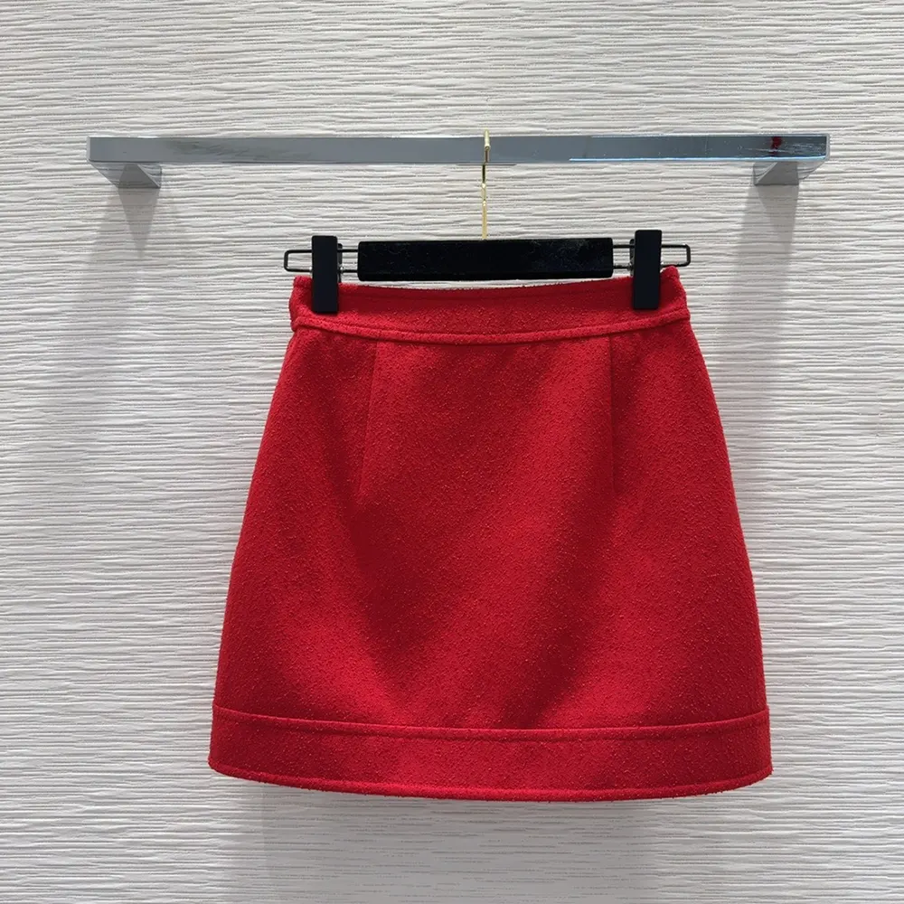 Dior Women Wrap Miniskirt Red Virgin Wool and Cotton Bouclé Blend - image 4
