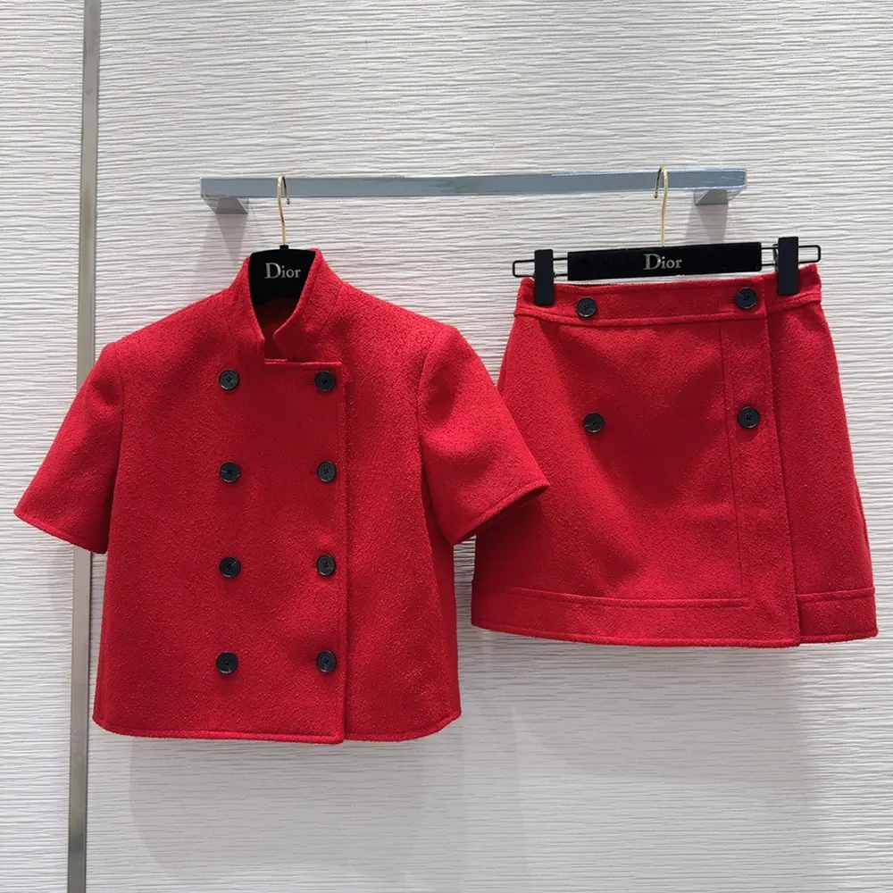 Close-up of textured fabric on Dior Women Wrap Miniskirt Red