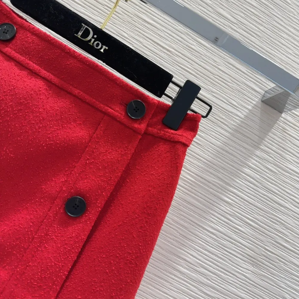 Dior Women Wrap Miniskirt Red Virgin Wool and Cotton Bouclé Blend - image 9