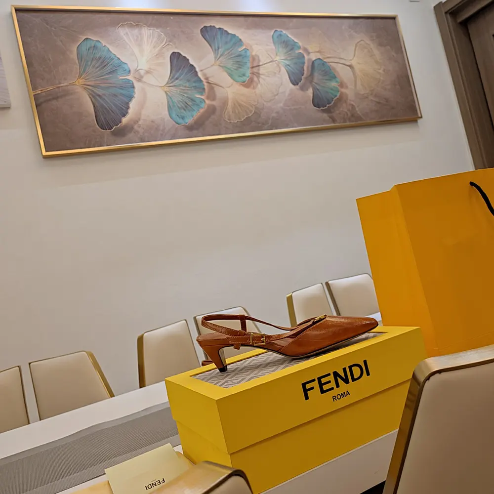 Fendi Women FFold Beige EEl Leather Low-heeled Slingbacks - image 7