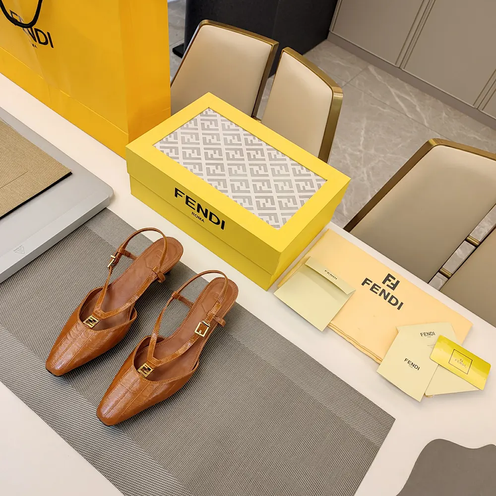 Fendi Women FFold Beige EEl Leather Low-heeled Slingbacks - image 4