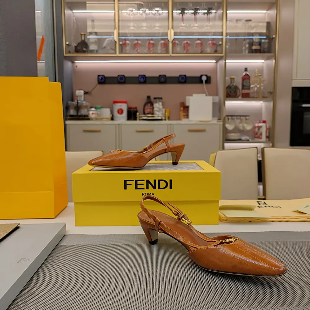 Fendi Women FFold Beige EEl Leather Low-heeled Slingbacks - image 5