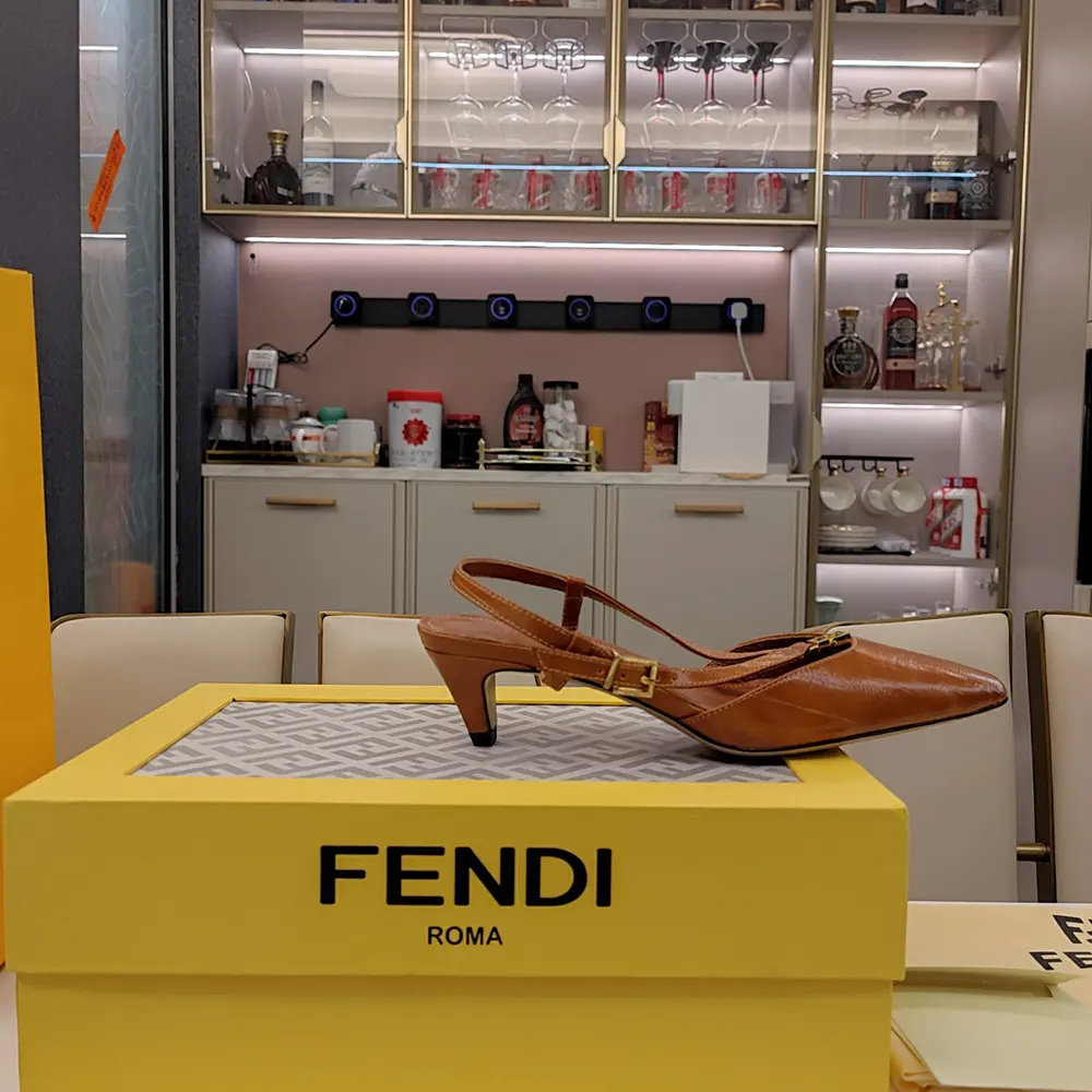 Fendi Women FFold Beige EEl Leather Low-heeled Slingbacks - image 9