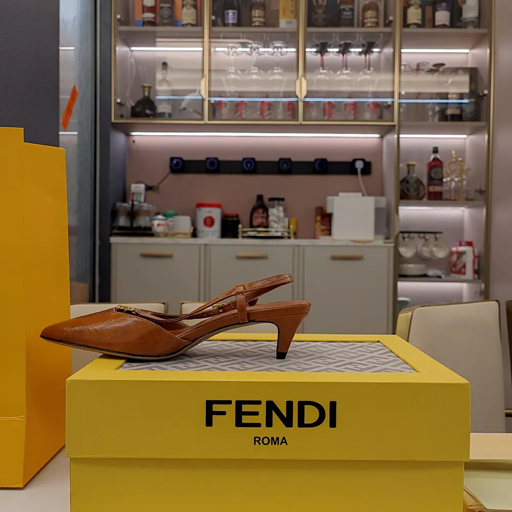 Fendi Women FFold Beige EEl Leather Low-heeled Slingbacks - image 8