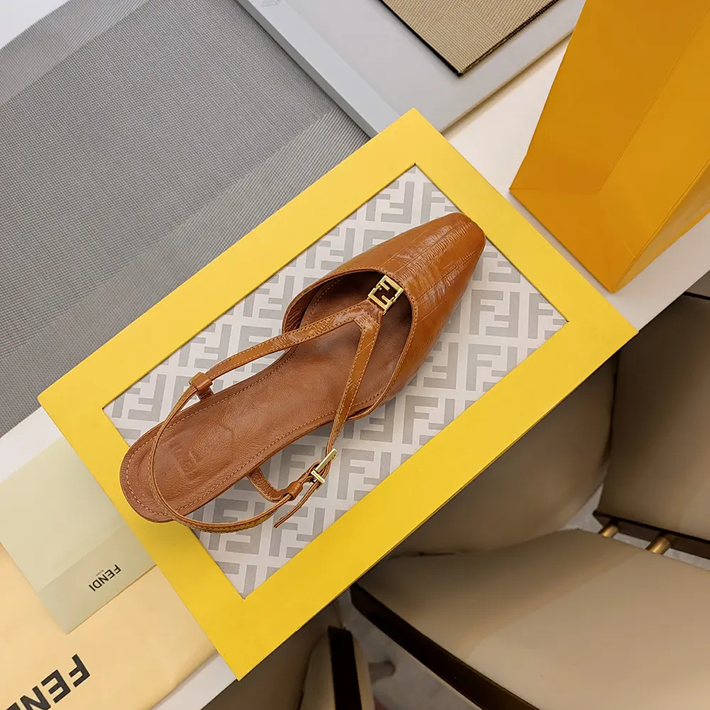Fendi Women FFold Beige EEl Leather Low-heeled Slingbacks - image 10