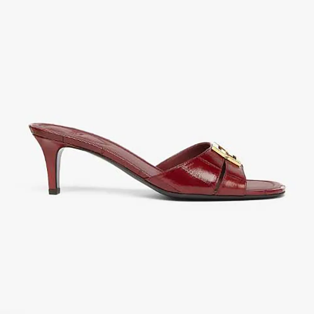 Side profile of Fendi Women FFold Red EEl Leather Medium-heeled Sandals
