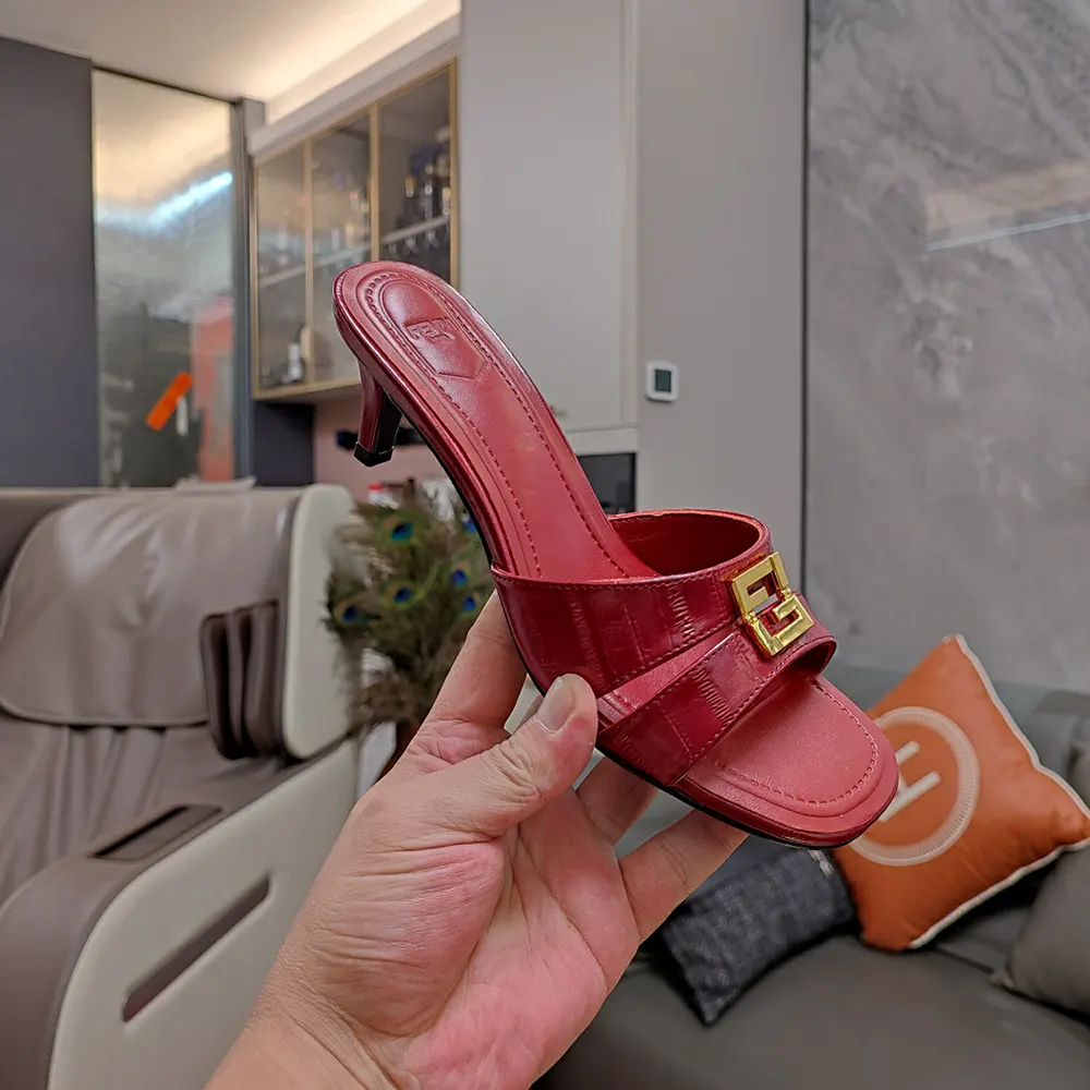 Fendi Women FFold Red EEl Leather Medium-heeled Sandals - image 8