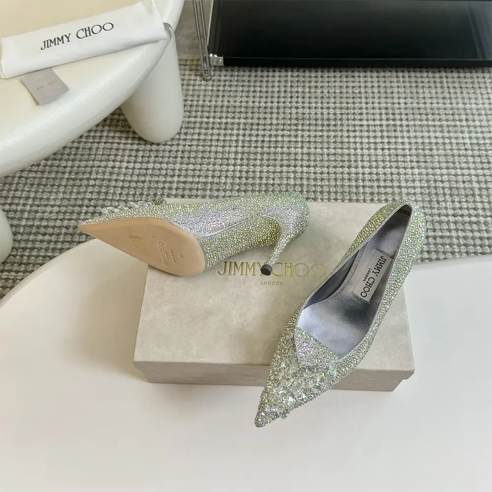 Jimmy Choo Women Crystal Slipper 85 Iridescent Crystal Pointed-Toe Pumps - image 6