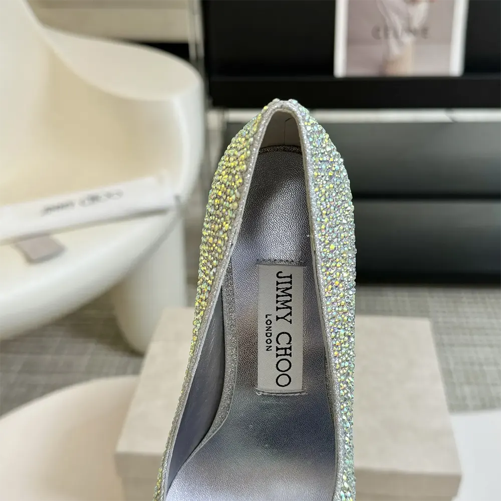 Jimmy Choo Women Crystal Slipper 85 Iridescent Crystal Pointed-Toe Pumps - image 8