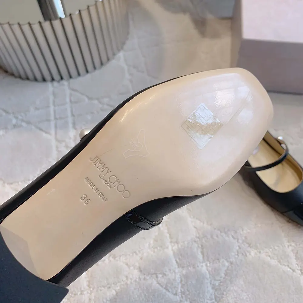 Jimmy Choo Women Elisa 45 Black Nappa and Patent Leather Pumps - image 10