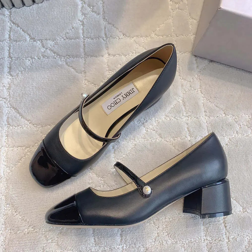 Jimmy Choo Women Elisa 45 Black Nappa and Patent Leather Pumps - image 4