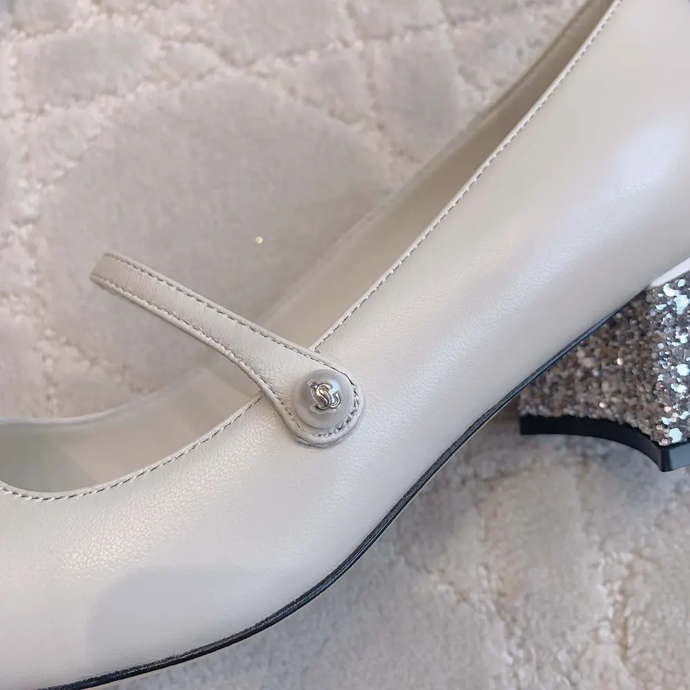 Jimmy Choo Women Elisa 45 Silver/Latte Glitter Leather Pumps - image 6